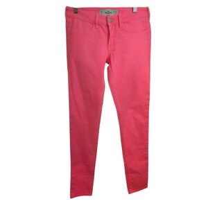 Hollister Skinny Jeans 28x29 Pink Neon Pink Barbie Denim Slim Fit Womens Rave‎